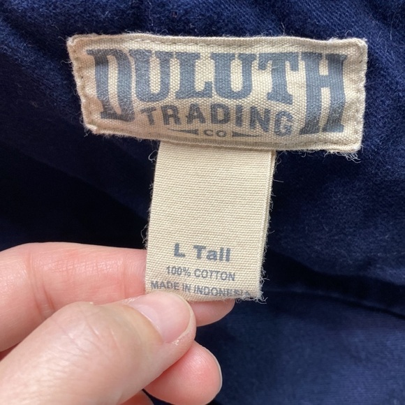 Duluth Trading Heavyweight Cotton Long Sleeve Button Up Shirt Blue 52000 L Tall - Picture 3 of 5